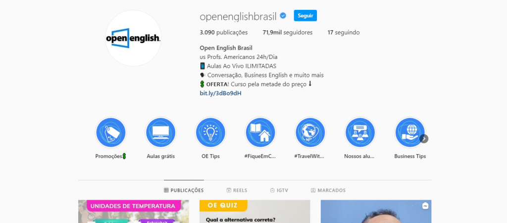 Qual é o preço do curso Open English?