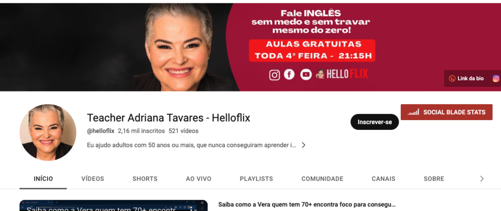 Youtube Teacher Adriana Tavares da Helloflix